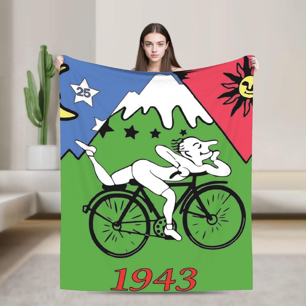 Soft Blanket Girls Boys Travel Albert Hofmann LSD Bicycle Day Throw Blanket Flannel Bedspread For Chair Novelty Sofa Bed Cover