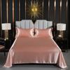 Japanese Style Silky Solid Color Bedding Set - Includes Sheet and Two Pillowcases for a Cool, Nude Sleeping Experience in Summer.