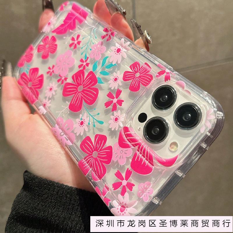 Retro Premium Blue Flower for iPhone15Pro Phone Case 14promax Transparent 13 Apple 11/12