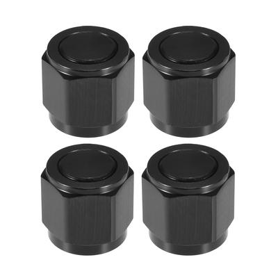 ACROPIX Female Flare Cap Port Plug Block Off Fitting Nut Adapter Universal Black 4pcs AN10