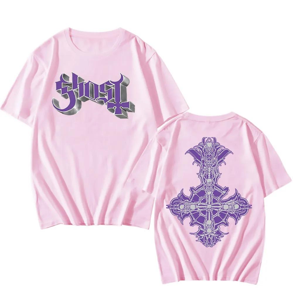 Chrome Purple Skeletá Tee Ghost Band Hip Hop Tshirts Summer Short Sleeve Men_women T-shirt Round Neck Heavy Mental Streetwear