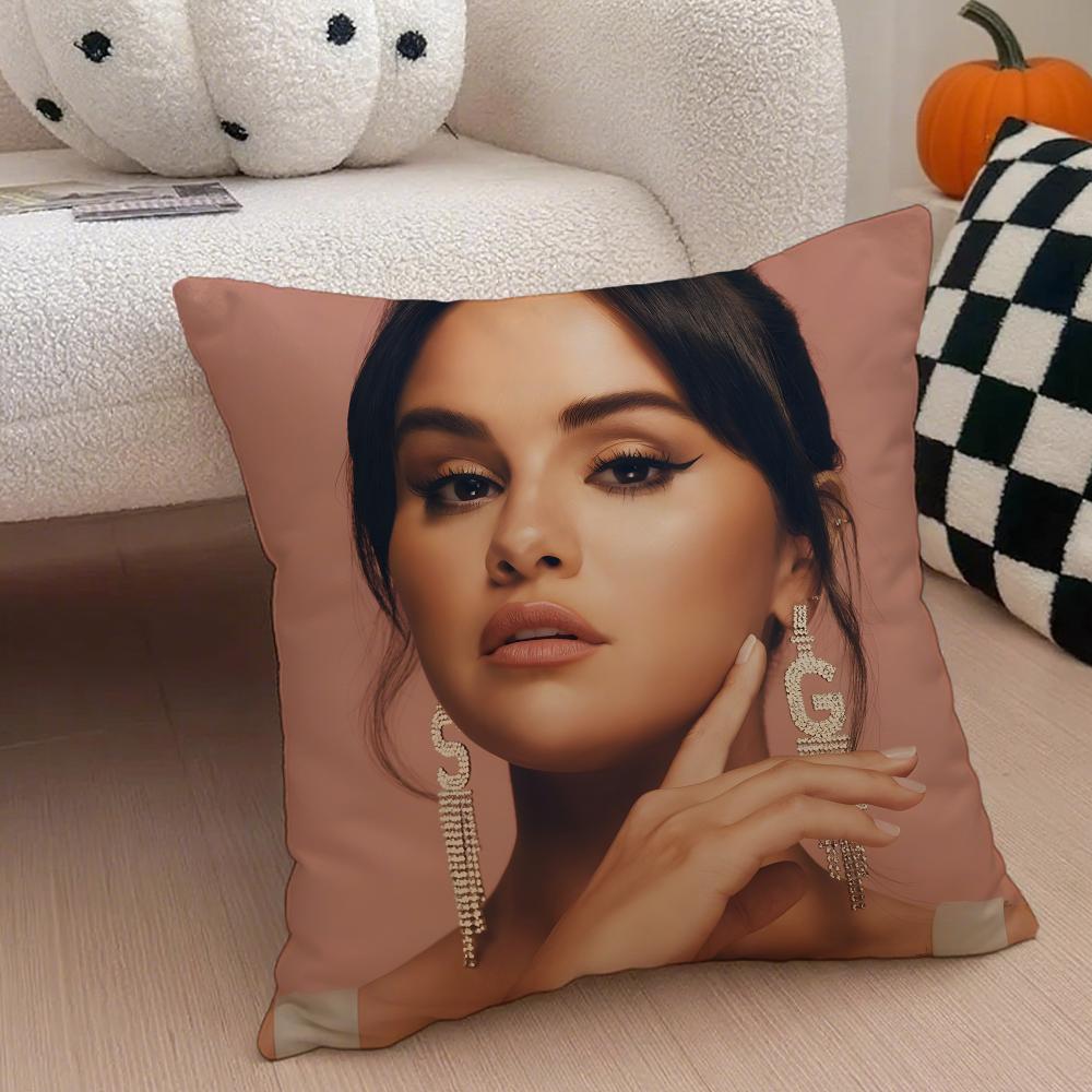 S-Selena Gomez Kissenbezug Leinen Kissenhülle Weich Atmungsaktiv Schutz Couch Zimmer Dekoration