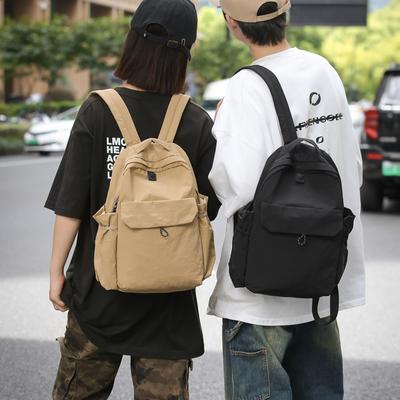 Solid Color Backpack Large Capacity Student Schoolbag Women's Travel Backpack Men Computer Bag