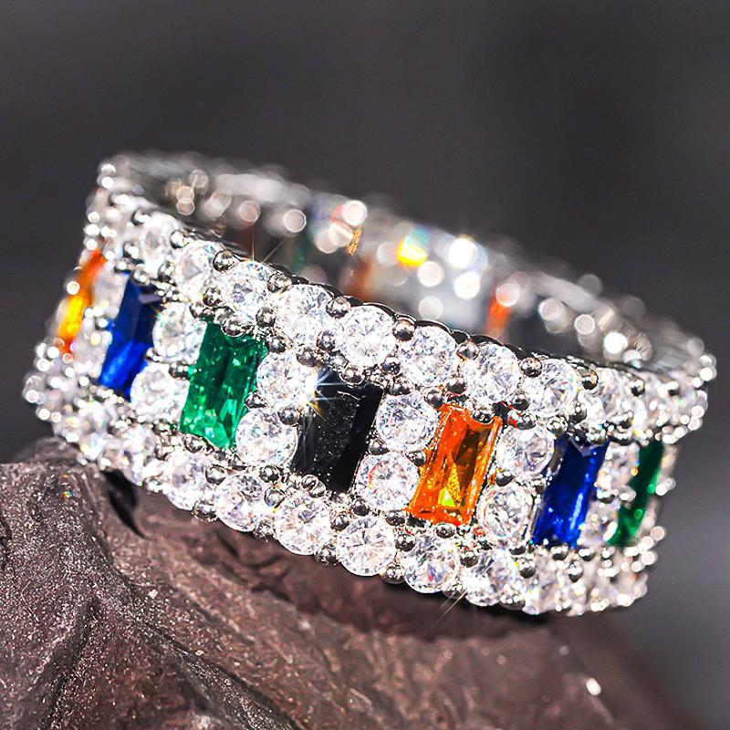 CopperShiny Cubic Zircon Women Rings Female Daily Wear Stylish Colorful Rings Anniversary Girl Gift Jewelry