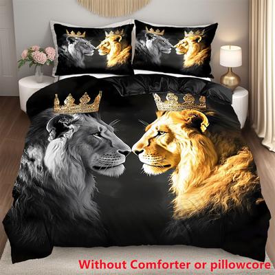 Three-Piece Lion King Digital Printing 3D Quilt Cover, Bedding Home Textile Three-Piece Set