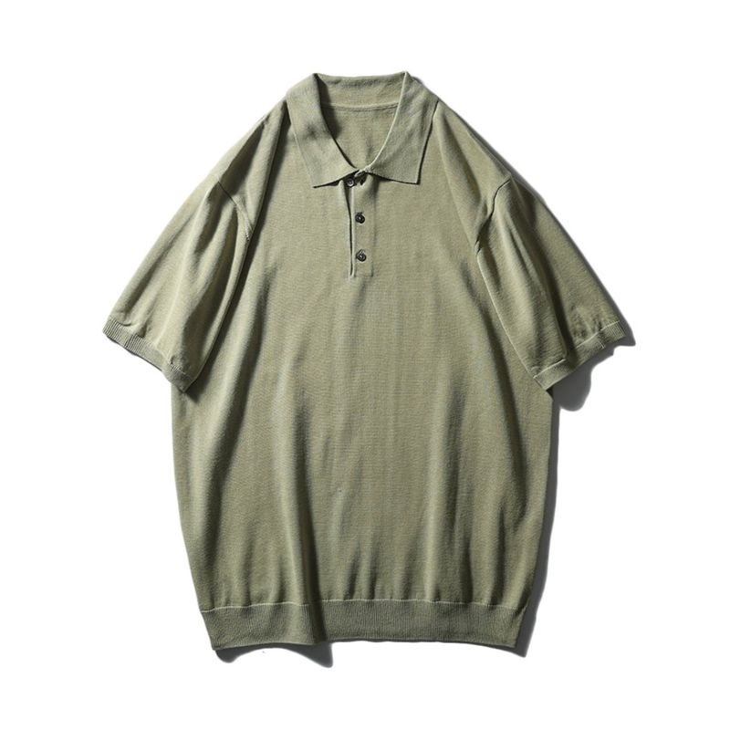 Linen Knitting Short-Sleeved Polo Shirt Men's Summer Lapels Cotton and Linen T-shirt Export Export Men's Clothing Casual T-shirt with Collar