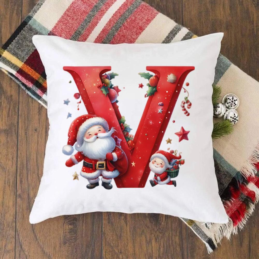 

Наволочка с рисунком 26 букв и Санта-Клауса на Рождество, новогодняя вечеринка, наволочка для дивана, наволочка для спальни для мальчиков и девочек