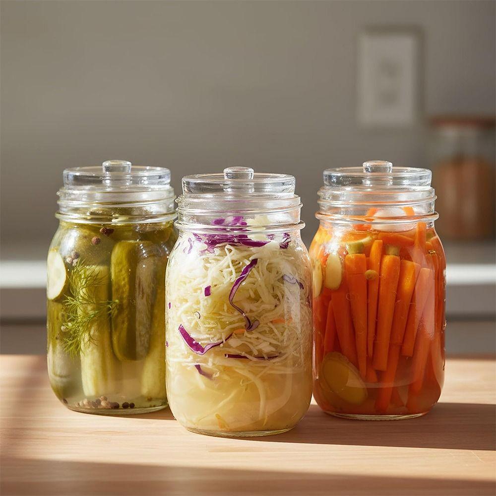 Heavy Wide Mouth Mason Jar Lid Transparent Sealed Storage Container Lid  Kitchen Supplies