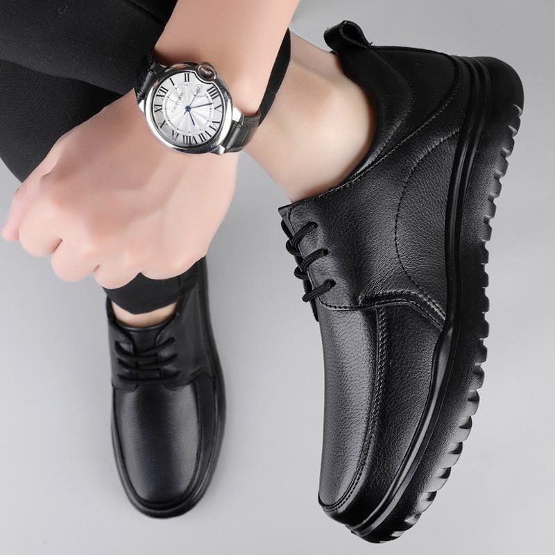 

Men s shoes 2025 summer new fashion high-end lace-up casual leather shoes soft sole heightening round head versatile trendy shoes men 37