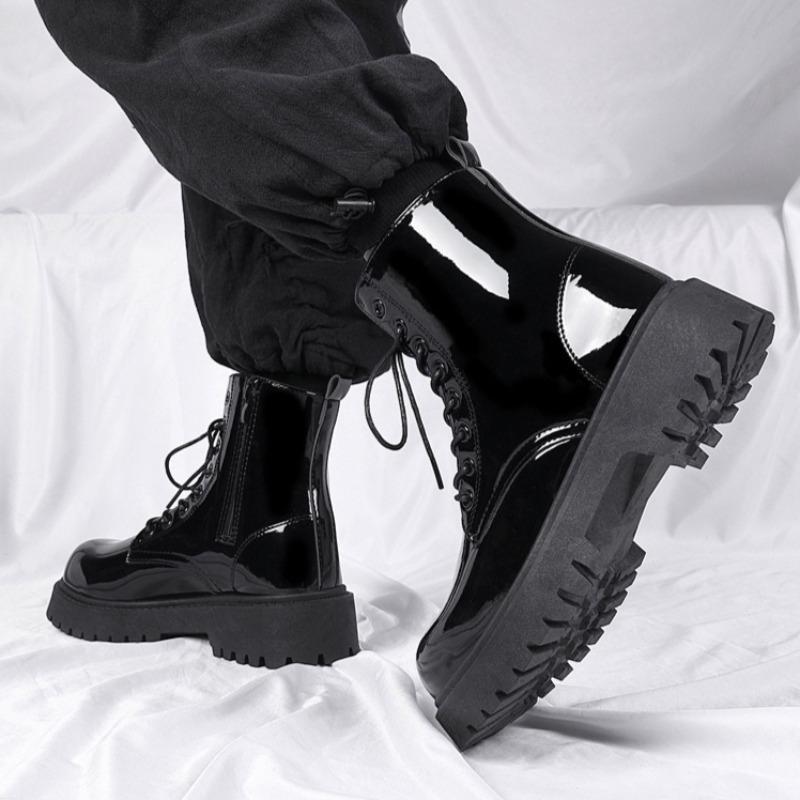 Fashion Men's Boots Fashion Motorcycle Boot Luxury High-top Casual Leather Boot Outdoor Non Slip Platform Boots for Men Work Ankle Boots