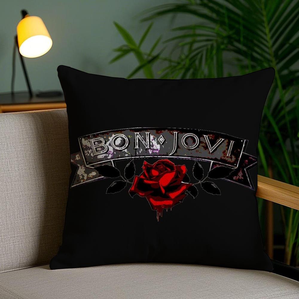 B-Bon J-Jovi Band Cushion Cover Soft Short Plush Double-Sided Printing Home Decor Machine Washable Pillow Case Gift