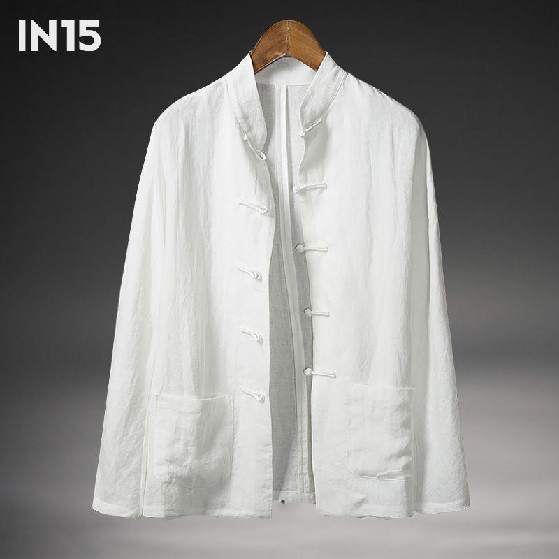 Men's Retro Chinese-Style Stand Collar Long Sleeve Linen Shirt