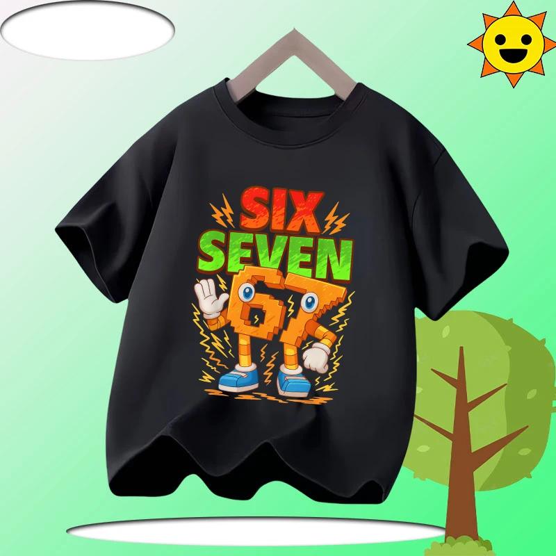 Summer Funny Six Seven 67 Digit Print Children's T-Shirt Casual Polyester Boys Short Sleeve Fashion Comfortable Kids Sport Clothes