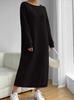 European & American Autumn/Winter Casual Long Sleeve Solid Color Sweatshirt Dress.