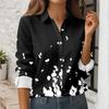 Women's Button Down Prints Shirt Long Sleeve Shirt Business Work Tops Casual With Pockets Jacket