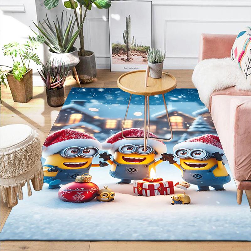 1Pc Christmas Minions Celebration Rug Office Carpet Indoor Outdoor Doormat Nonslip Soft And Comfortable Living Room Christmas Halloween Gift D91858
