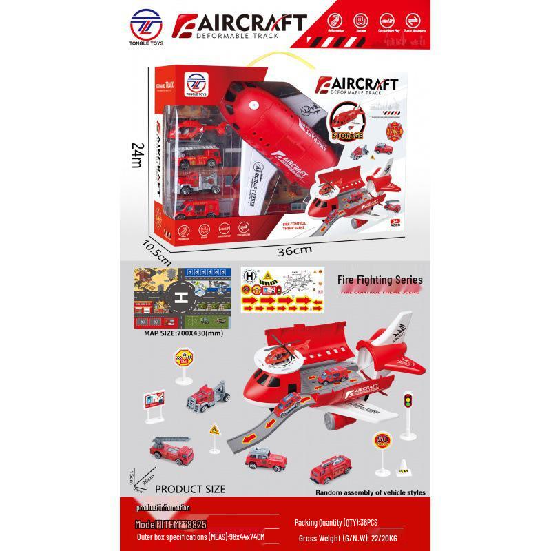 Multi-Functional Toy Airplane Set with Storage, Road Sign, and Track for Kids