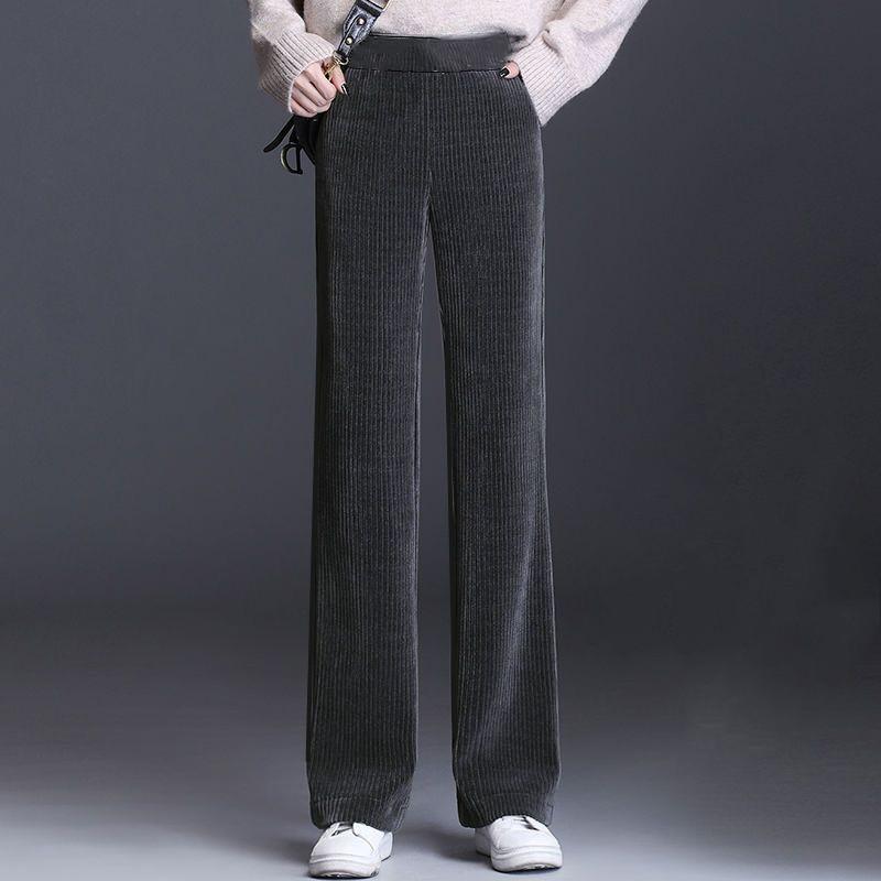 Fce Lined Unlined Corduroy Wide Leg Pants Women Casual Pants Autumn Winter Straight Loose Plus Size Pants