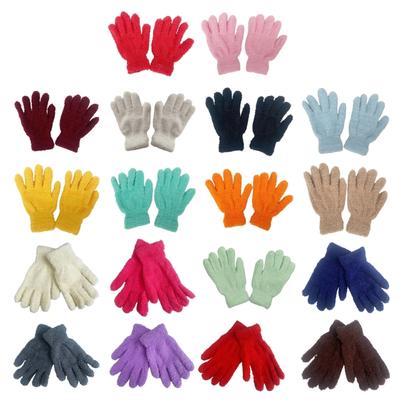 Winter Warm Gloves Stretchy Mittens Adult Coral Velvet Solid Color Full Finger Gloves Skiing Gloves for Cold Weather