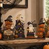 Vintage Haunted House Tiered Tray Decor Farmhouse Halloween Wooden Tabletop Decorations Table Topper Signs Spooky Retro Holiday Signs Pumpkin Ghost