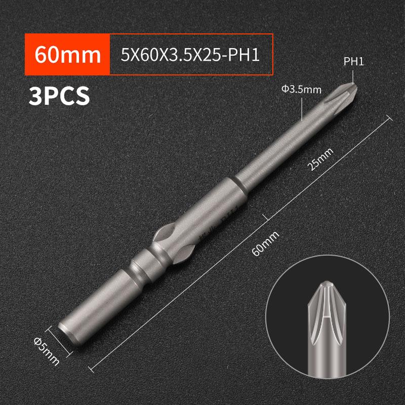 §Length 60mm Screwdriver Bit Multiple Sizes S2 Material Electric Screwdriver Bit No Slipping High Hardness Electric Bit