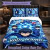 Personalized 3Pcs Bedding SetBlue Lock Custom Text Duvet Cover Pillowcase Set Bedroom Gift