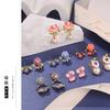 Fresh New Chinese Flower Stud Oil Painting Style High-end Enamel Pearl Earrings Vintage National Style Tassel Earrings Women