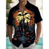 Moon Star Hawaiian Shirt Men Women Fashion Casual Hawaiian Sea Shirts Short Sleeve Button Blouse Festive Holiday Tops