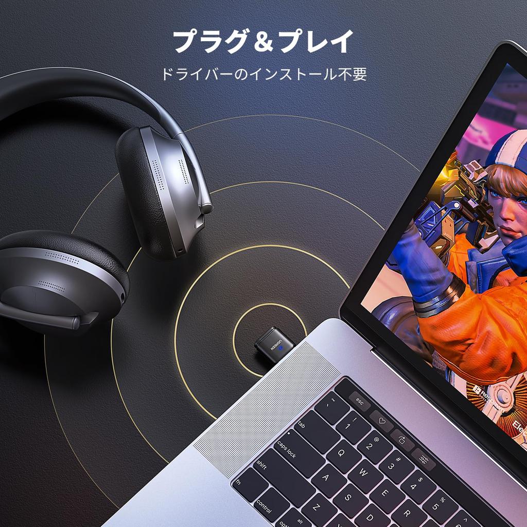 UGREEN USB-Audio-Transmitter, Bluetooth-Adapter für Kompatibel mit Windows Mac, Kompatibel mit APTX, Mini-Mikrofon im Lieferumfang enthalten, Plug-and-Play mit geringer Latenz