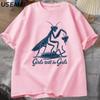 Muster Sportshirt, Lustiges T-Shirt, Gottesanbeter-Print Rundhals Kurzarmshirt, Lässiges Damen Oberteil