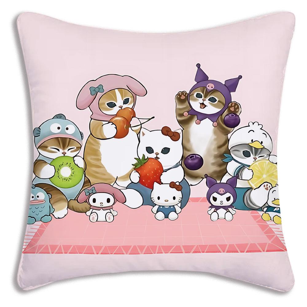 Cute Mofusands Pillow Covers Cartoon Sofa Decorative Home Double-Sided Printing Short Plush Cute Cushion Cover