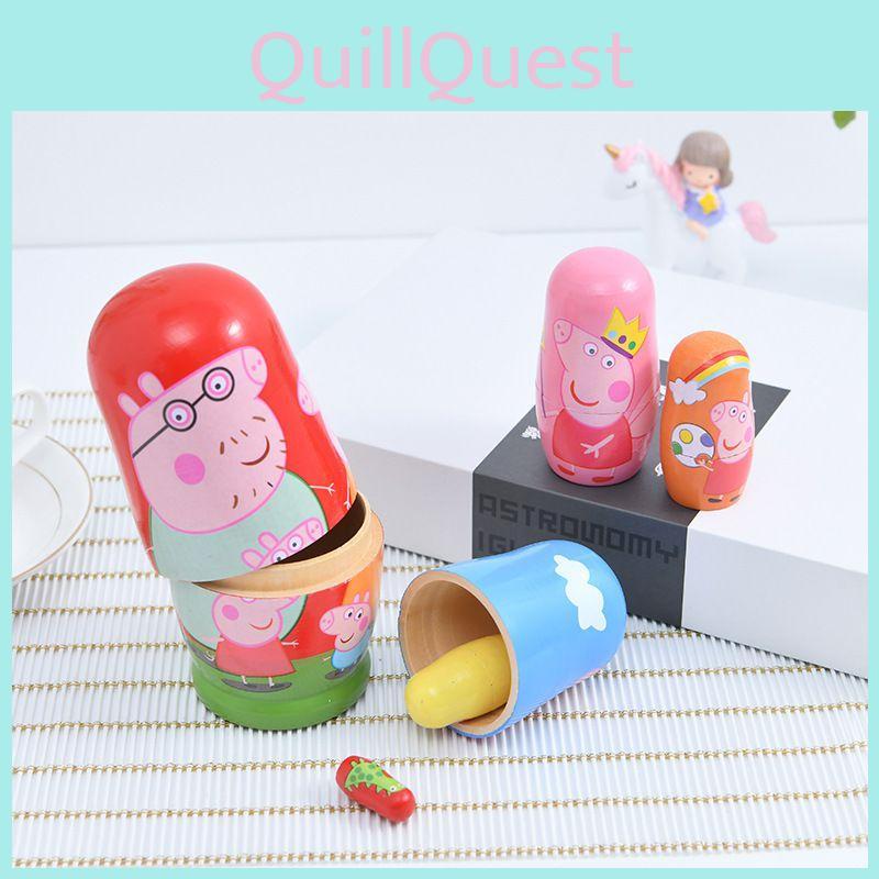 Niedliches Peppa Pig Matrjoschka-Puppenset mit 6 handbemalten Schichten