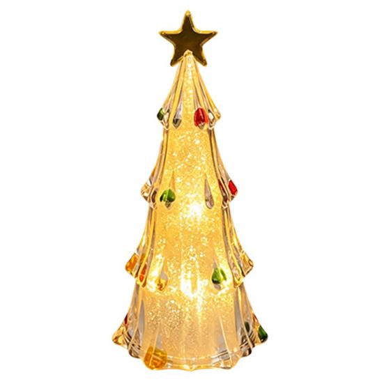 Bedroom Night Lamp LED Lighted Christmas Tree Tabletop Decoration, Battery Operated Xmas Light, Room Ornament Holiday with Star Topper for Indoor
