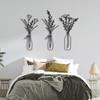 3pcsFlowers In a Vase Metal Wall Decor Home Decor Metal Wall Decor Decorations for Living Room Bedroom Decoration