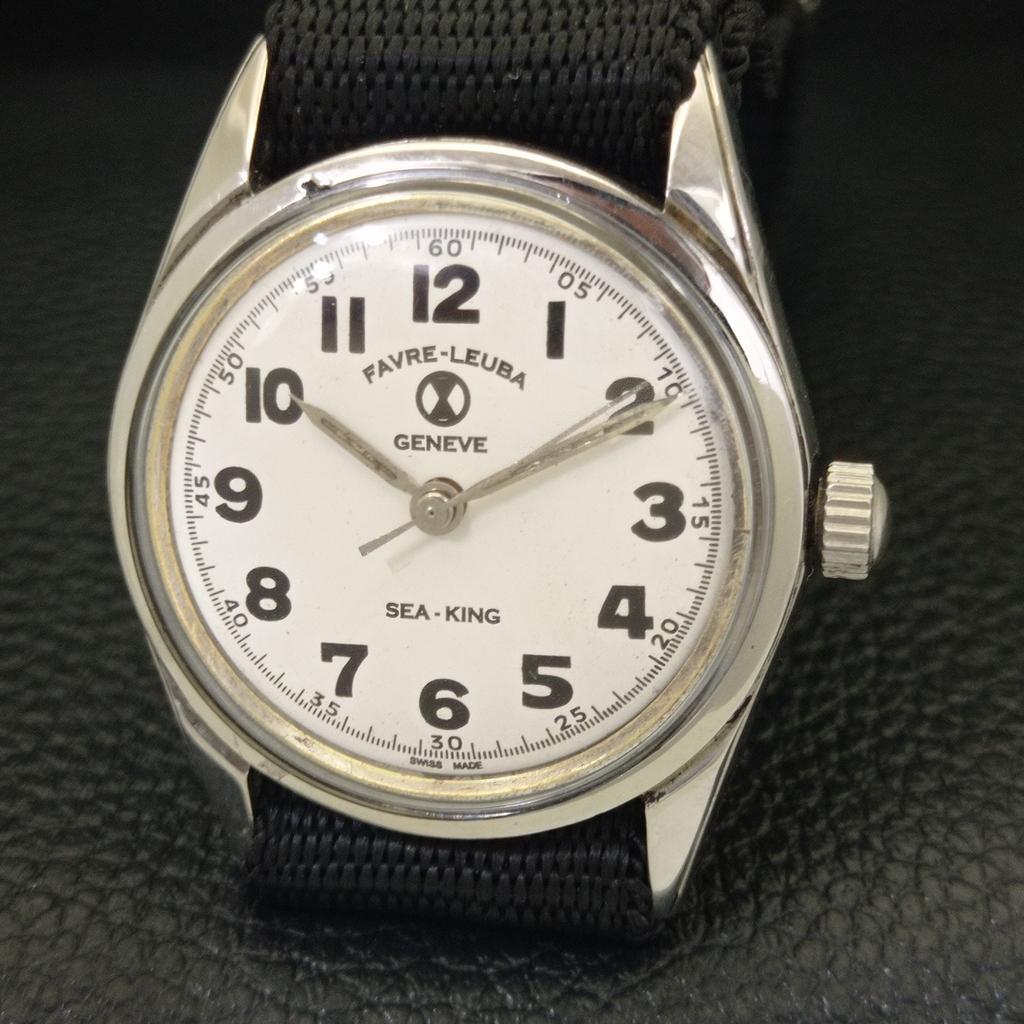 FAVRE LEUBA SEA KING 101 HAND-WINDING VINTAGE SWISS MENS WHITE WATCH A702008-5 R208-a702008