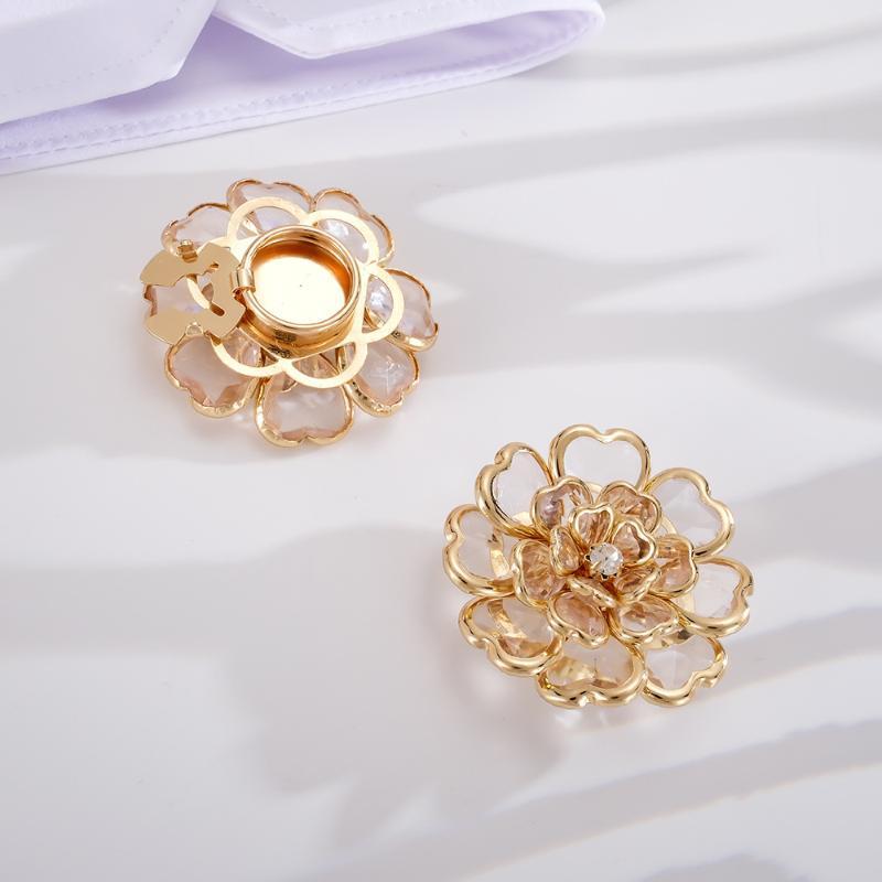 Rhinestone Flower Button Covers Scratch Resistant Shiny Button Buckles for High End Outfit Dress Jacket Decor Accessories