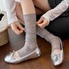 Summer Thin Foot Socks Cover Women'S Ballet Wind Curling Through Meat Solid Color Half-Palm Socks Korean Gray Calf Stacking Socks