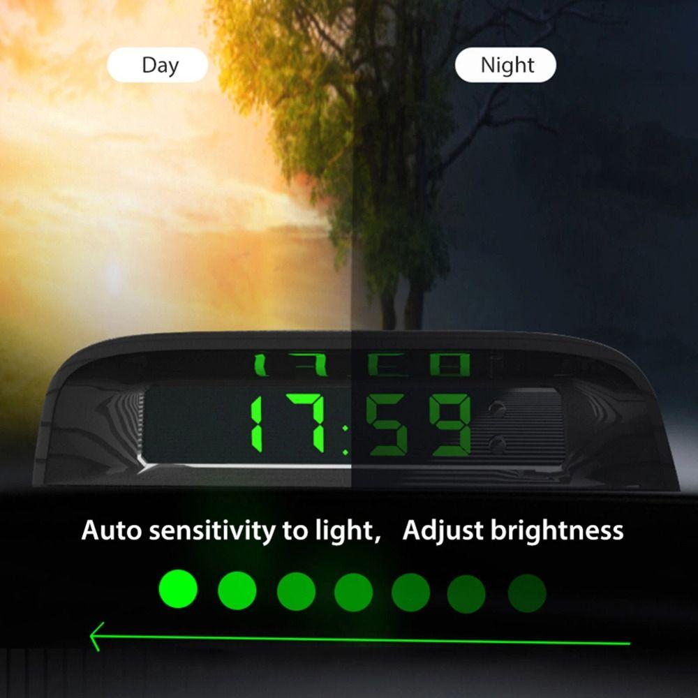 Luminous Car Digital Watch Solar Powered Solar Electronic Watch LED Digital Car Clock Car Use