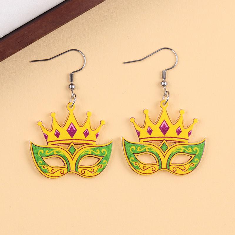 Boucles d'oreilles Masque Boucles d'oreilles Confortables en Acrylique Boucles d'oreilles Couronne Intriquées Pour Fête de Carnaval Célébration de Festival Femme