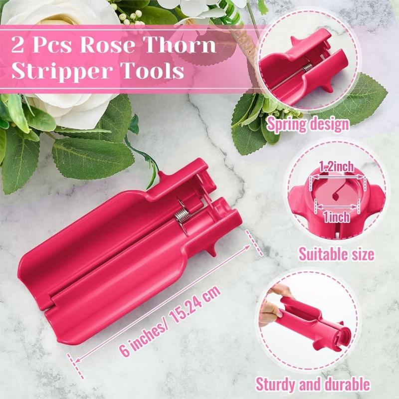 2 Piece Ergonomic Rose Stem Stripper Set Heavy Duty Plastic Thorn And Leaf Removal For Floral Arrangements And Gardening