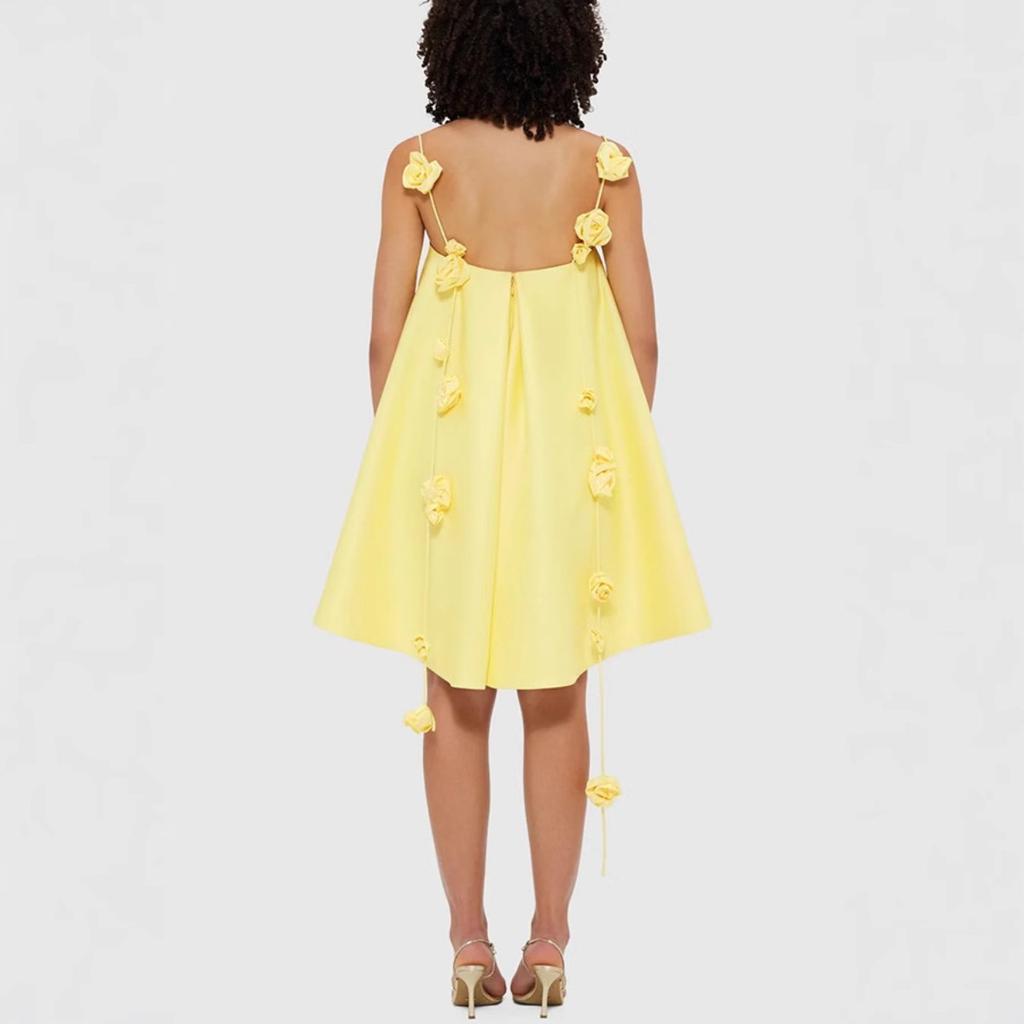 Women's Square Neck Spaghetti Strap Mini Dress Loose High Waist Solid Satin Casual Sundress