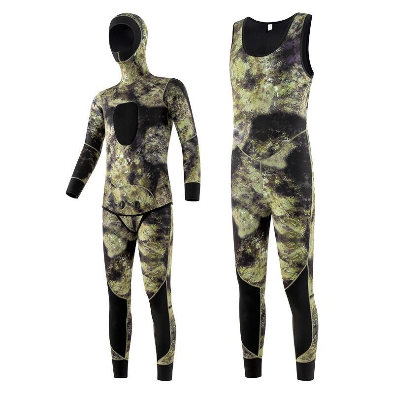 3mm 5mm Neoprene Wetsuit Freediving Snorkeling Swimming Mens Long Sleeve Separate Two-Piece Thermal Dive Suit Small