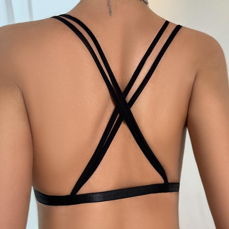 Women S Sexy Backless Push Up Bra Cross Thin Strap Underwear