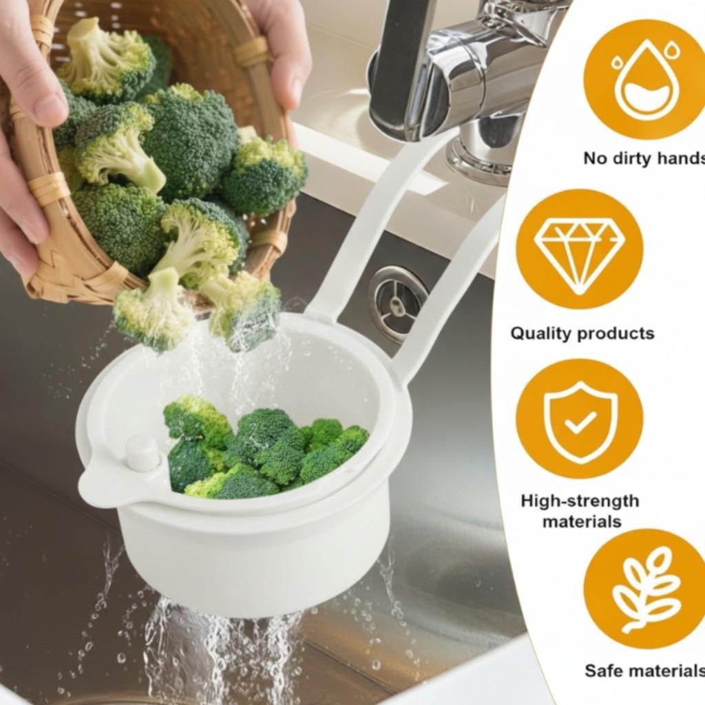 Kitchen hanging sink drain basket press type automatic residue cleaning filter white12cm