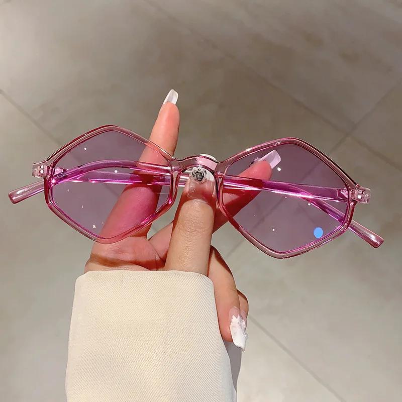 New In Vintage Luxury Brand Designer Irregular Rhombic Sunglasses Women For Men Sun Glasses Trendy Punk Popular Pink Shade Uv400