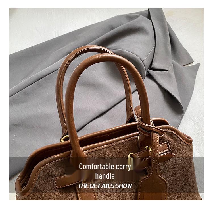 2025 Retro Niche Suede Colorblock Crossbody Baguette Handbag - New Versatile Fashion for Women