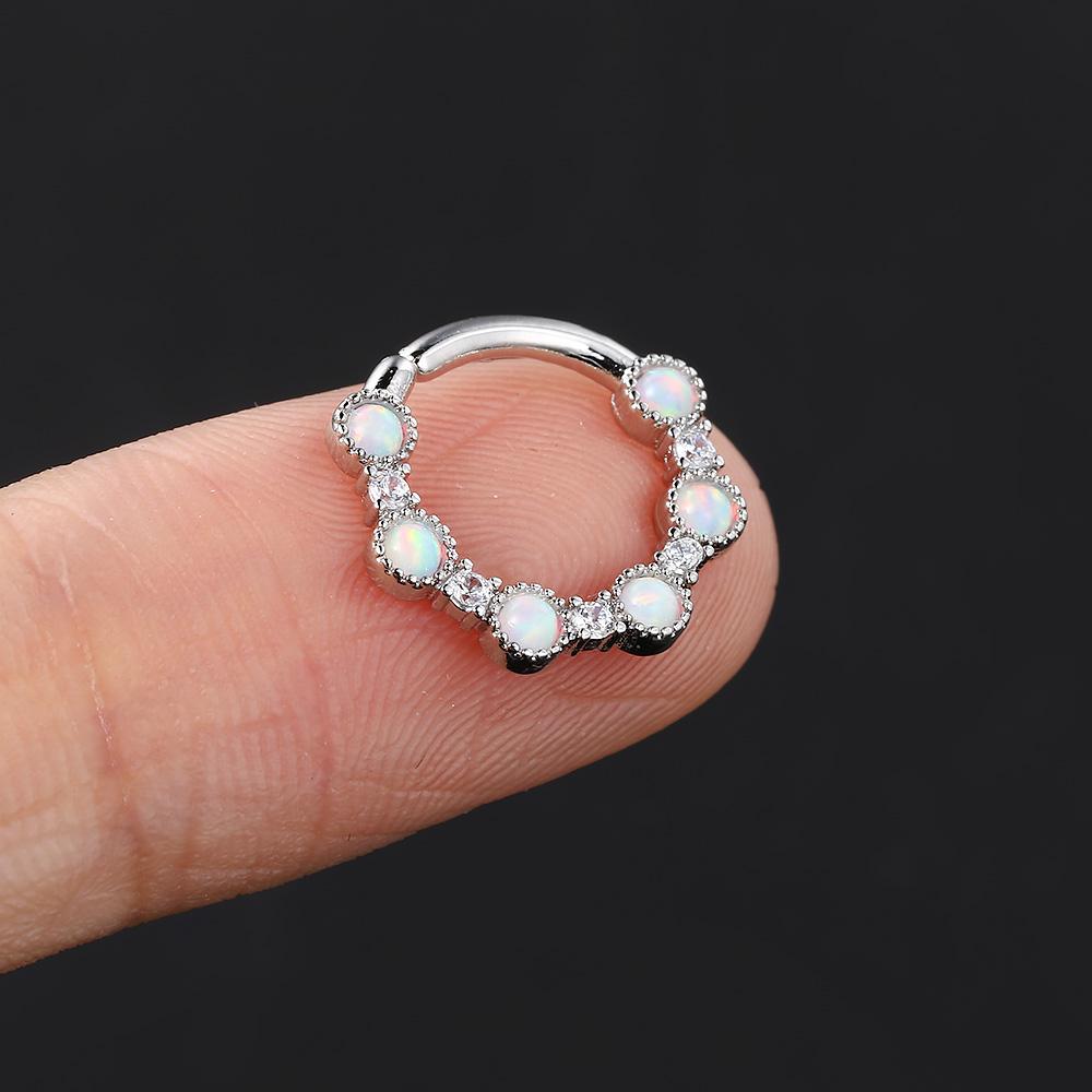 

1pc Ins Opal Piercing Hoop Piercing Earring For Women Mini Zircon Cartilage Helix Daith Conch Tragus Rook Lobe Ear Body Jewelry Earrings&Ears