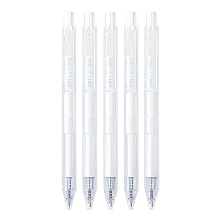 

5PCS Quick Drying Retractable Gel Pen 0.5MM Tip Gel Inks Pen Black Inks Office Writing Tool for Journaling Note Taking белый