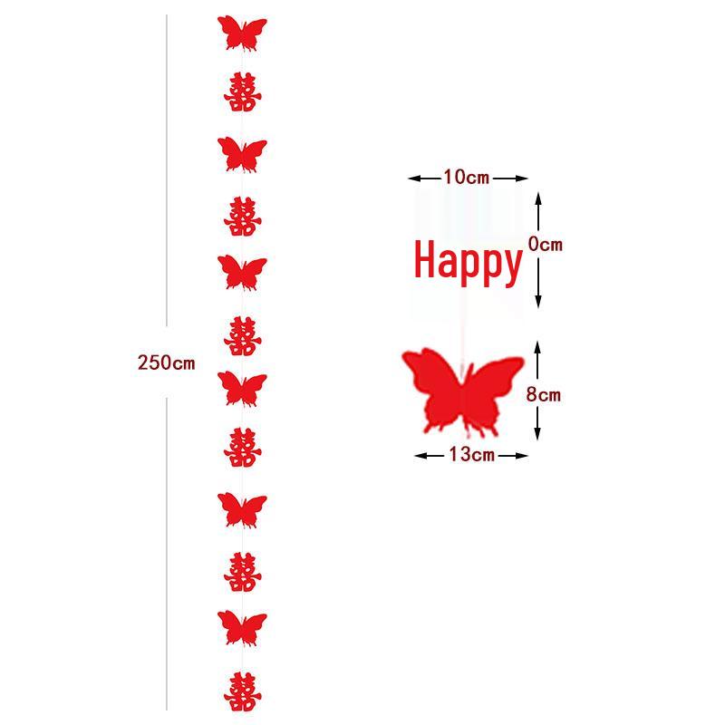 Colorful 3D Paper Butterfly Garland for Party, Wedding, and School Decoration