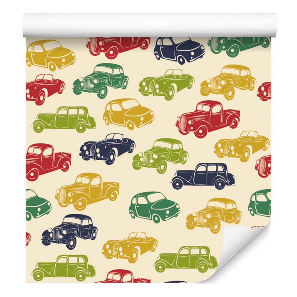 Wallpaper Colorful cars in retro style for living room and bedroom 50x1000